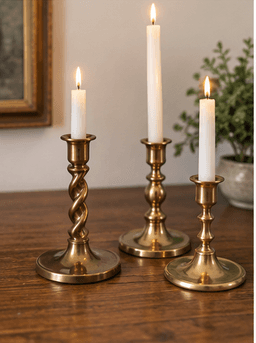 Vintage Solid Brass Candlestick Holders Set, $176, at Grannys Attic