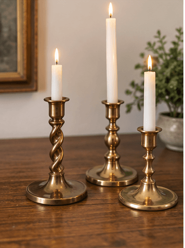 Vintage Solid Brass Candlestick Holders Set, $176, at Grannys Attic